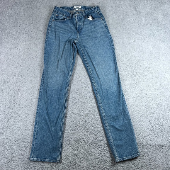Abercrombie & Fitch Denim - Abercrombie Fitch 90s Straight Mid Rise Jeans Womens 28 Extra Long Medium Wash